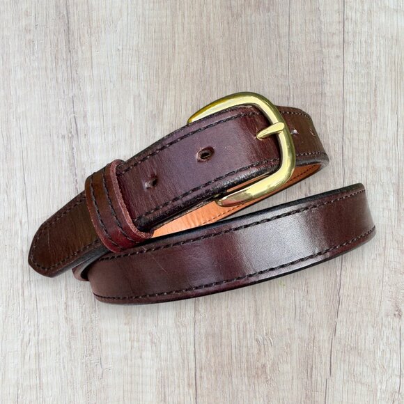 THE BELTMAN 1.25" Wide Dual-Layer Cordovan Bullhide Gun Belt Round Brass Buckle - Picture 4 of 6
